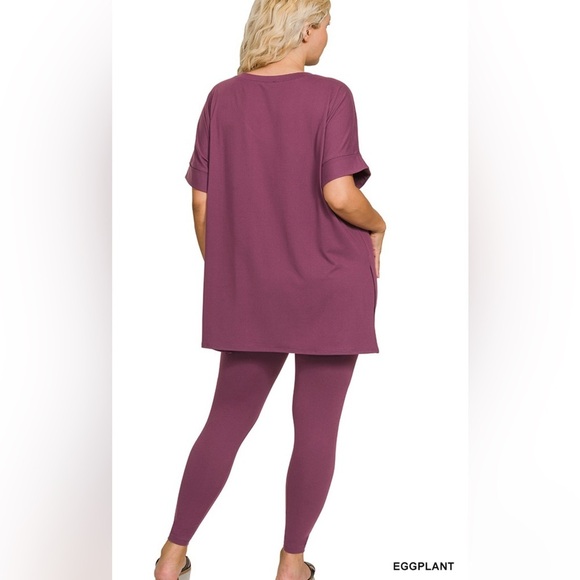 New!LAST ONE Plus Size Eggplant Brushed Microfiber Loungewear Set Sizes 1X 2X 3X - Picture 3 of 6